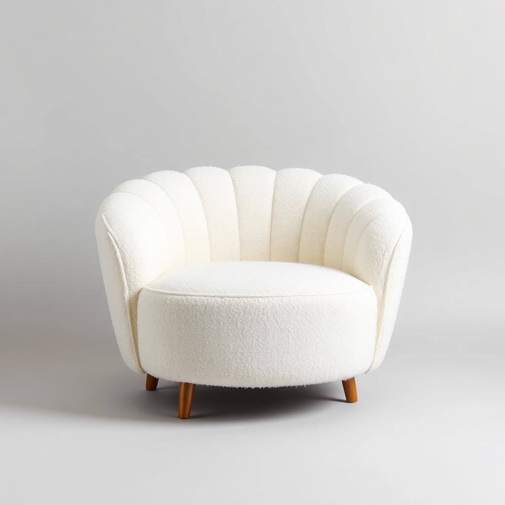 Petal chair, ivory bouclé